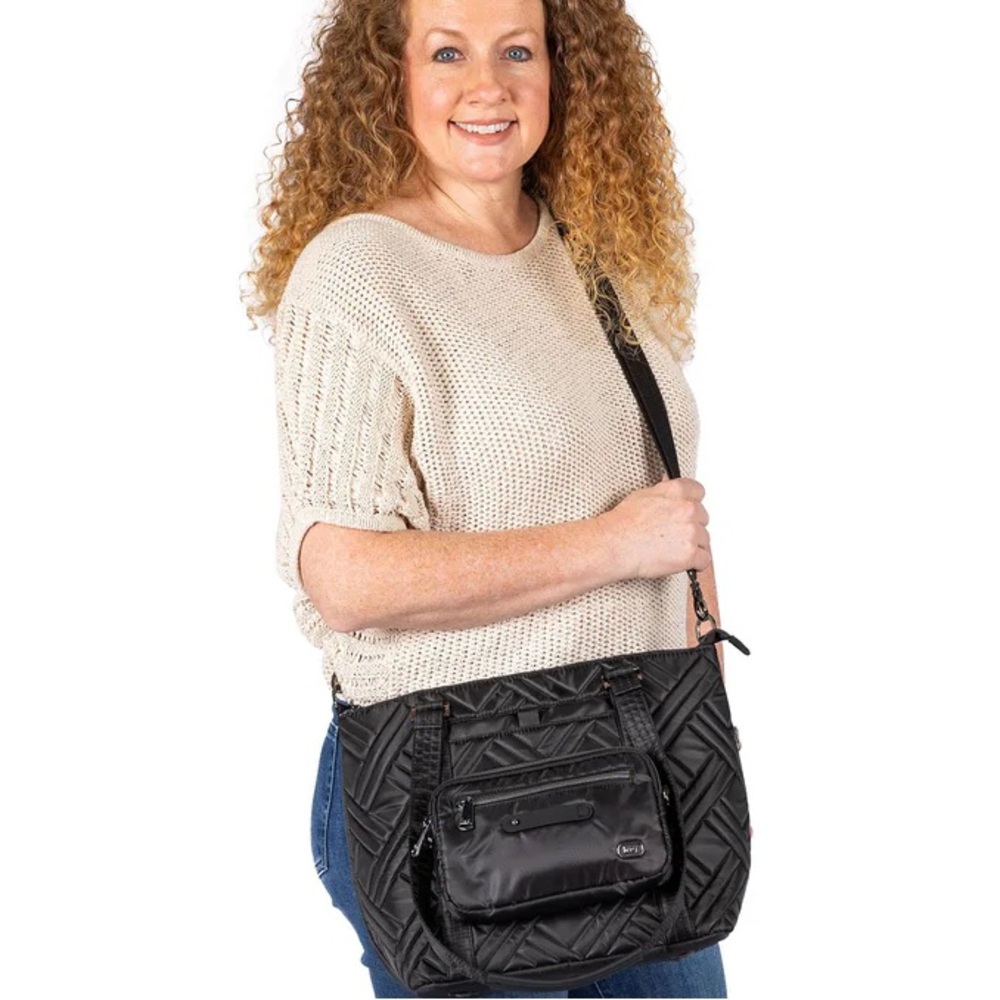 Lug 2 piece CATAMARAN Quilted Shoulder Bag with Removable Pouch HTF Plum - Picture 12 of 13